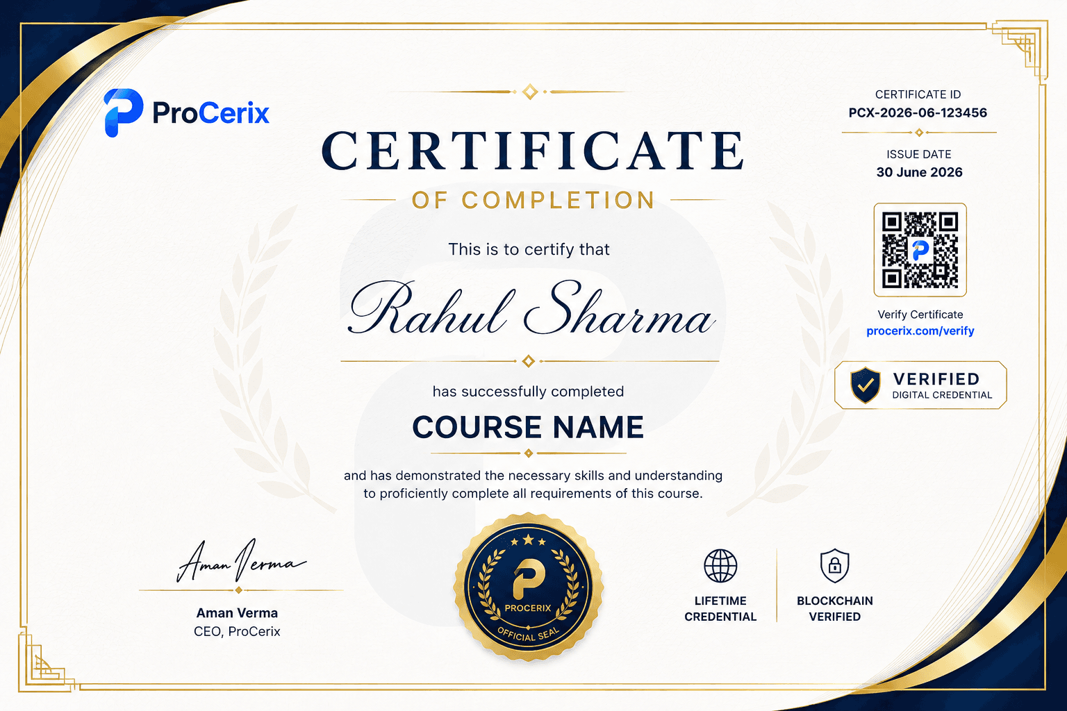 Sample Certificate